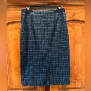 Halogen Blue and Black Patterned Pencil Skirt